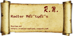 Radler Mátyás névjegykártya